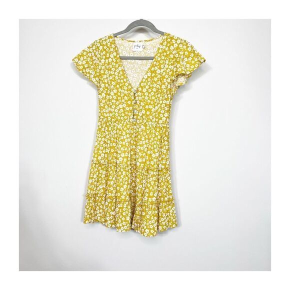 Princess Polly Foster Mini Dress Yellow Floral Womens Size 2 - Picture 2 of 9